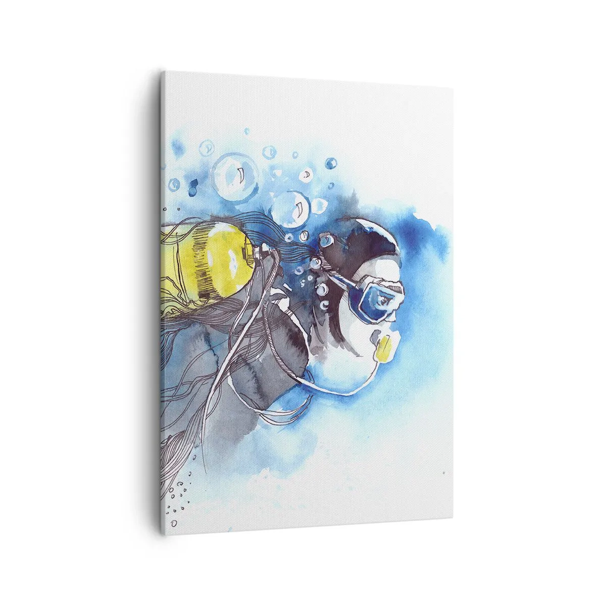 Lærredstryk - Billede på lærred - Stor blå - 50x70 cm