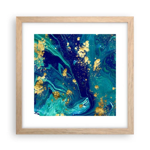 Plakat i ramme af lyst egetræ - Solblade - 30x30 cm