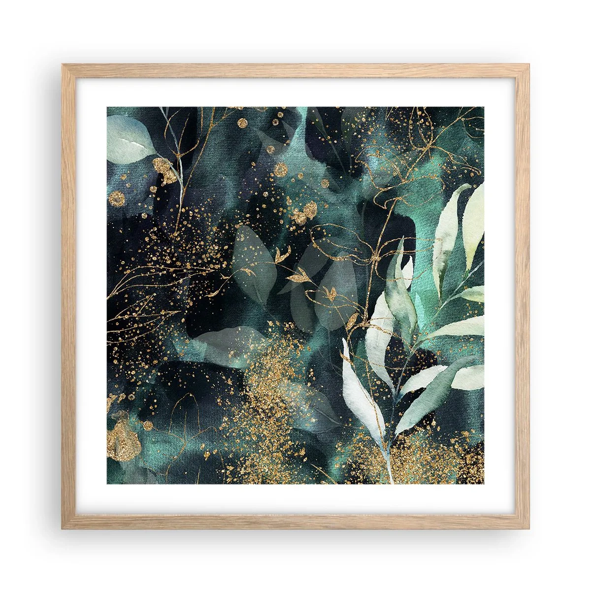 Plakat i ramme af lyst egetræ - Fortryllet have - 50x50 cm