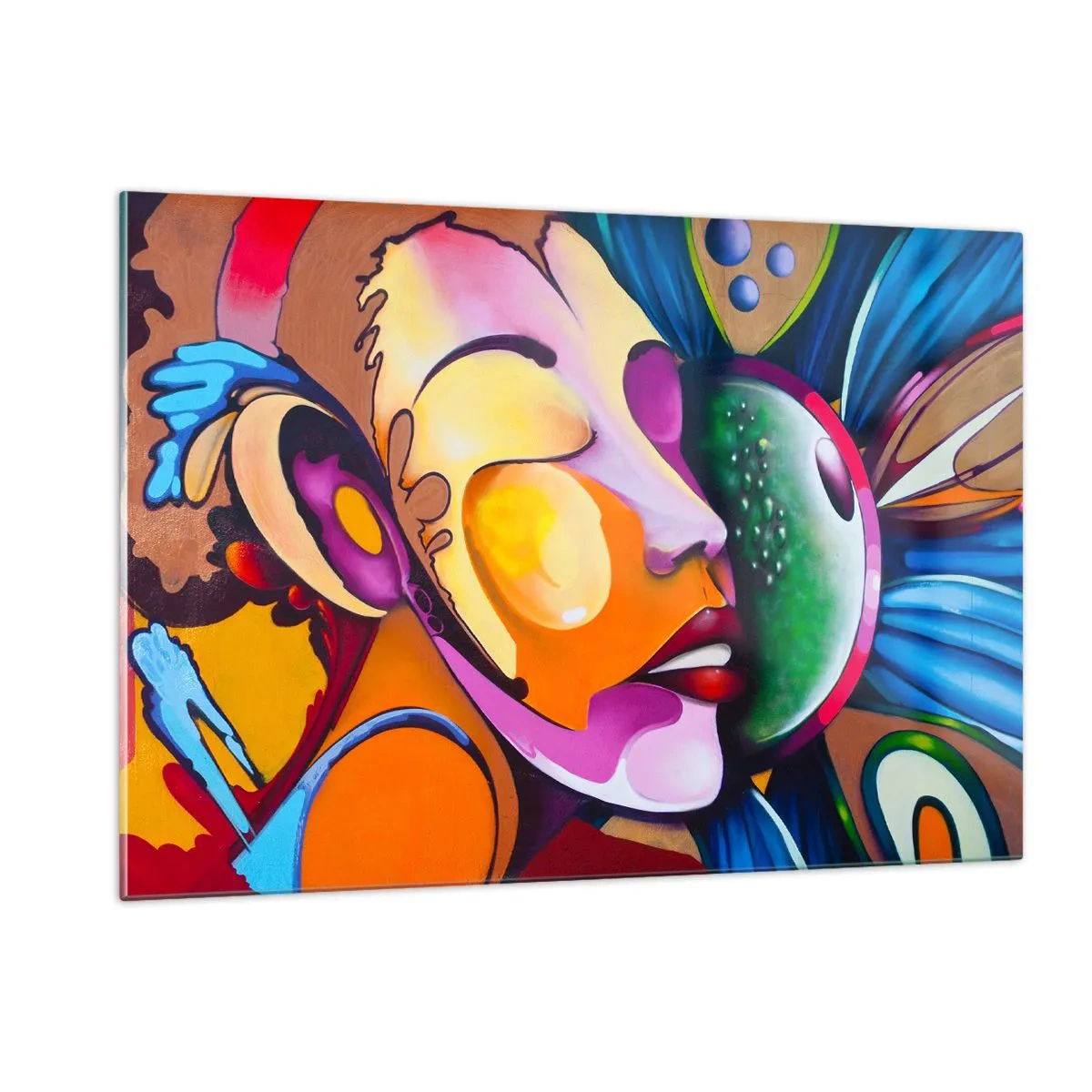 Billede på glas - Berør med farve - 120x80 cm