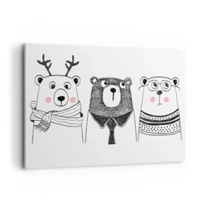 Lærredstryk - Billede på lærred - Bamse, bamse, bamse og bamse - 100x70 cm