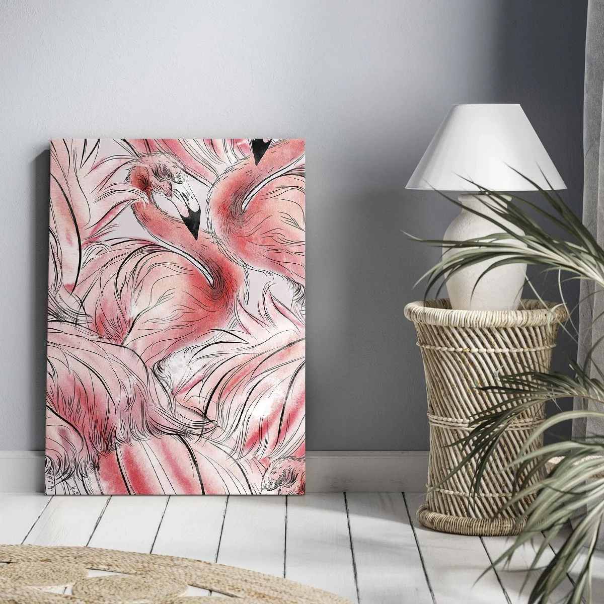 Lærredstryk - Billede på lærred - Fugle corps de ballet - 55x100 cm