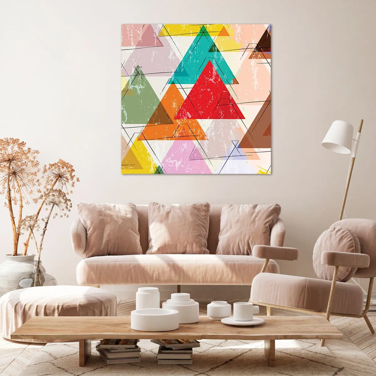 Lærredstryk - Billede på lærred - Tre og tre - 50x50 cm