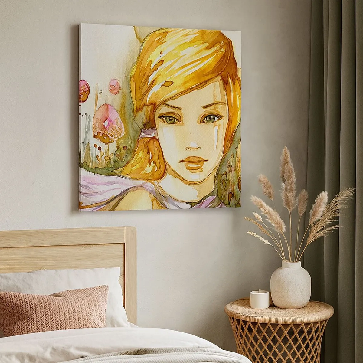 Lærredstryk - Billede på lærred - Smaragdblikket, der dulmer vreden - 30x30 cm