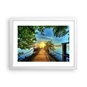 Plakat i hvid ramme - Mod vest ved vandet - 40x30 cm