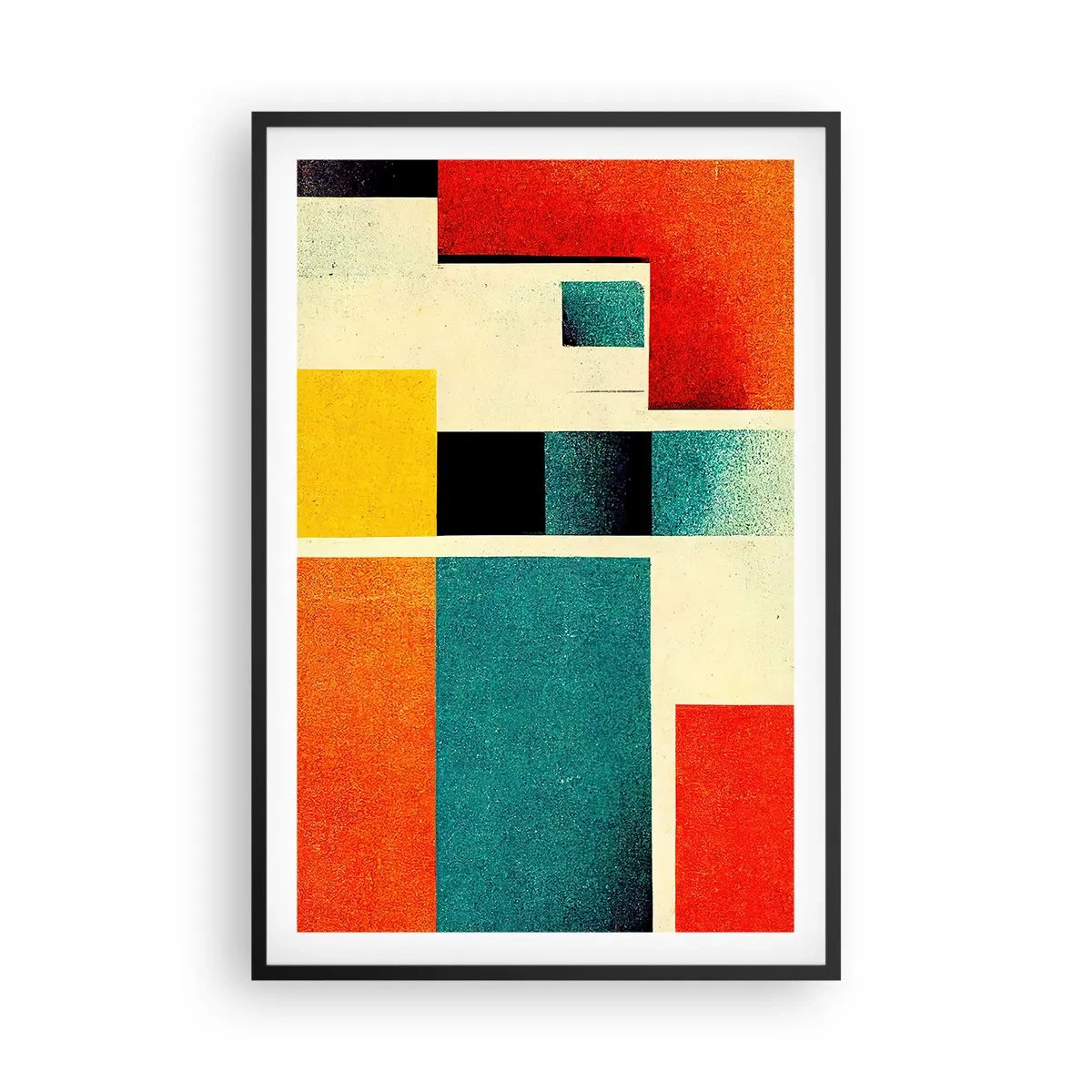Plakat i sort ramme - Geometrisk abstraktion - god energi - 61x91 cm