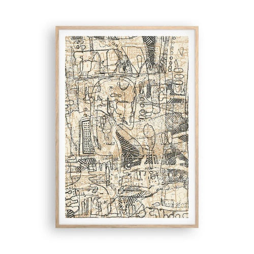 Plakat i ramme af lyst egetræ - Venter på at blive afkodet - 70x100 cm