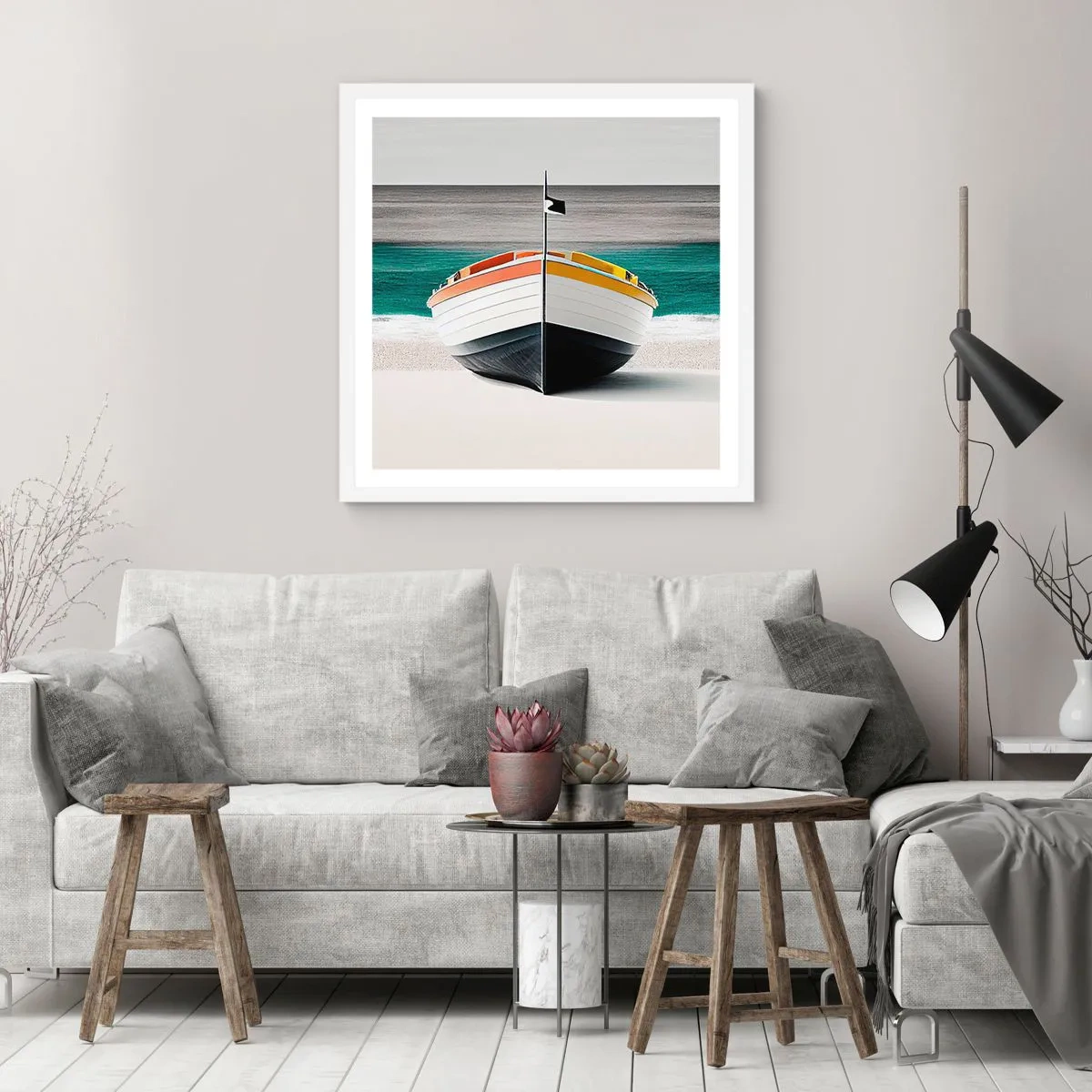 Plakat i hvid ramme - På sin plads - 40x40 cm