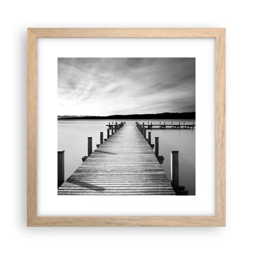 Plakat i ramme af lyst egetræ - På vandhullet - fred - 30x30 cm