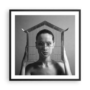 Plakat i sort ramme - Et lidt surrealistisk portræt - 60x60 cm