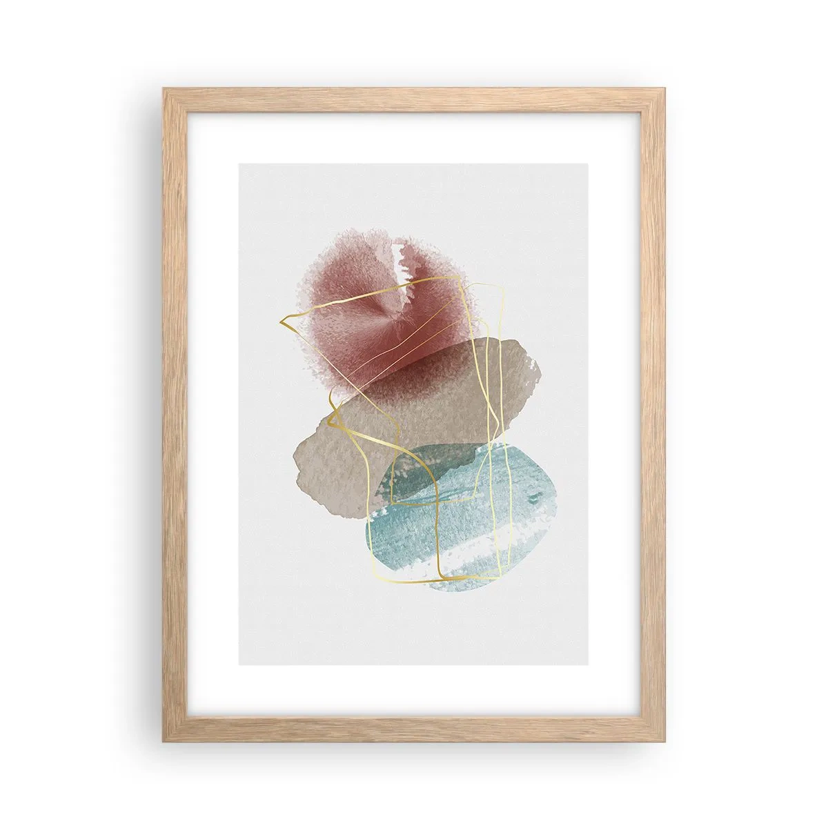 Plakat i ramme af lyst egetræ - Rummets perler - 30x40 cm