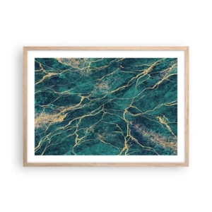 Plakat i ramme af lyst egetræ - Guldåre - 70x50 cm