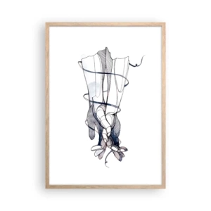 Plakat i ramme af lyst egetræ - En undersøgelse af berøring - 50x70 cm