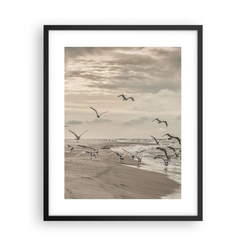 Plakat i sort ramme - Havet brummer, fuglene synger - 40x50 cm