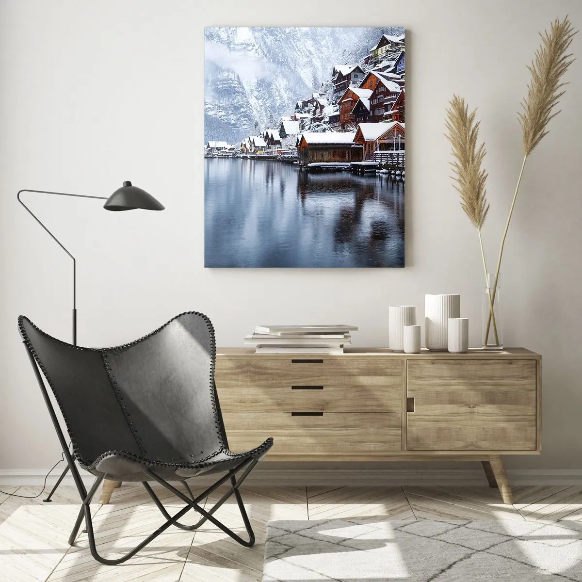 Billede på glas - I en vinterdekoration - 50x70 cm