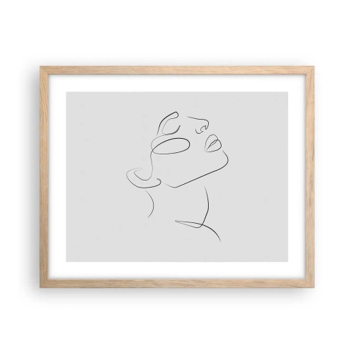 Plakat i ramme af lyst egetræ - En drømmes slyngninger - 50x40 cm