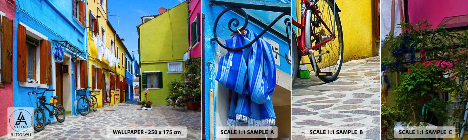 Fototapet Prøve Standard Eco - Pastel, sød gyde - By, Cykler, Gyde - 100x30 cm