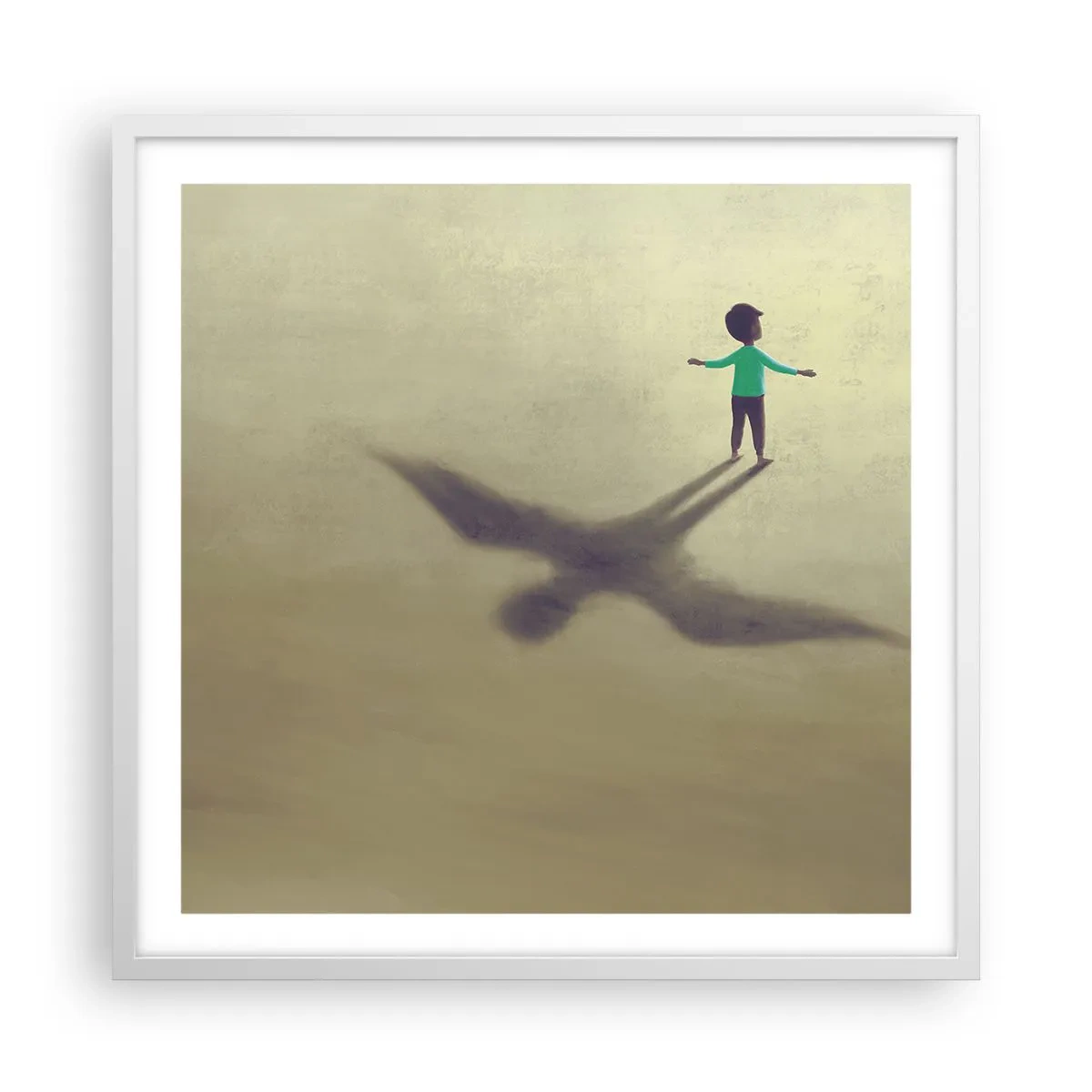 Plakat i hvid ramme - Fremtidens helt - 60x60 cm