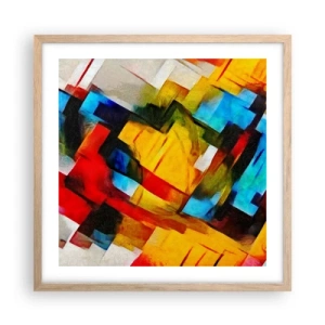 Plakat i ramme af lyst egetræ - Flerfarvet lagdeling - 50x50 cm