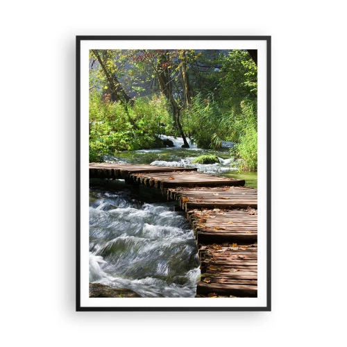 Plakat i sort ramme - Over en skummende kaskade - 70x100 cm