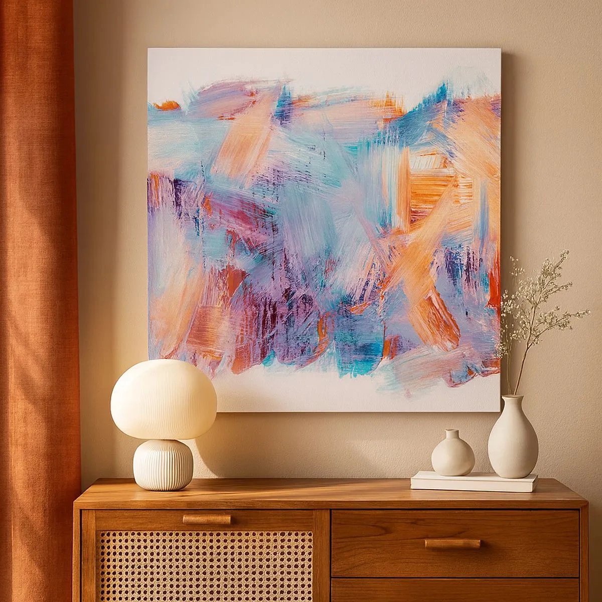 Lærredstryk - Billede på lærred - Farverigt rod - 30x30 cm