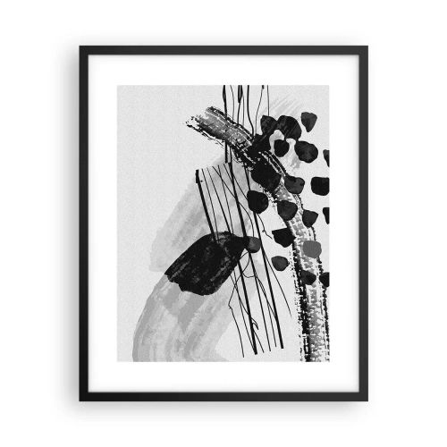 Plakat i sort ramme - Sort og hvid organisk abstraktion - 40x50 cm