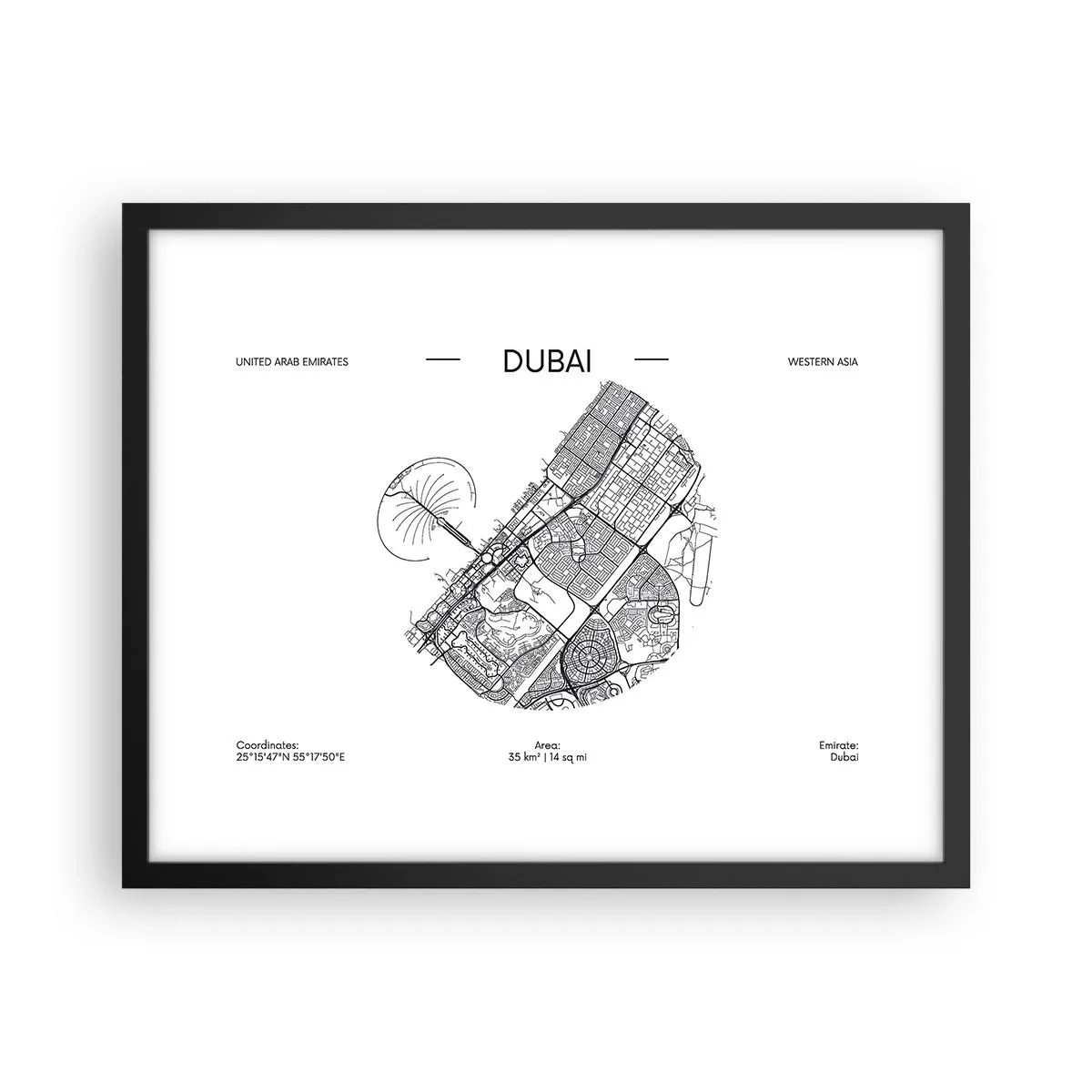Plakat i sort ramme - Dubais anatomi - 50x40 cm