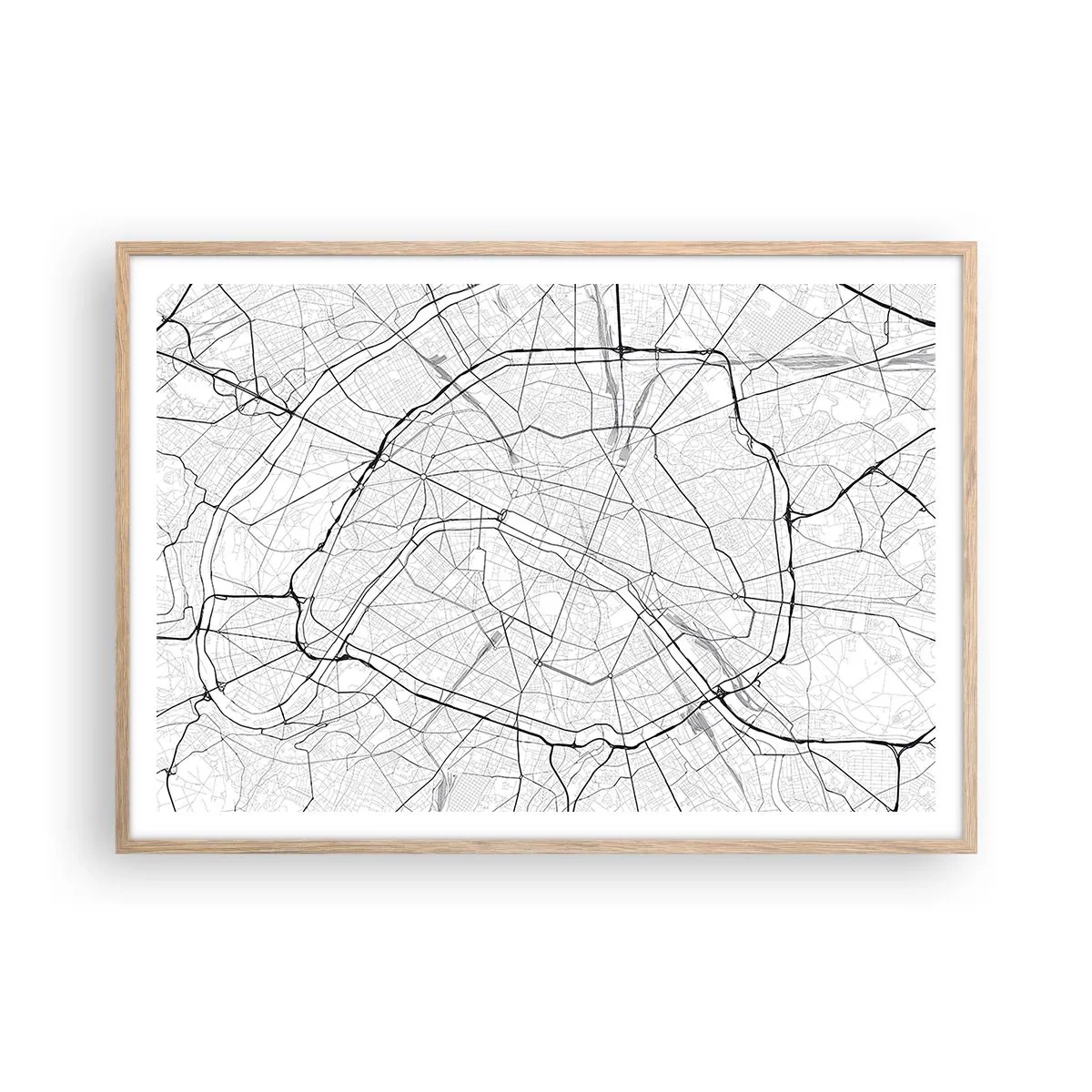 Plakat i ramme af lyst egetræ - Paris' blomst - 100x70 cm