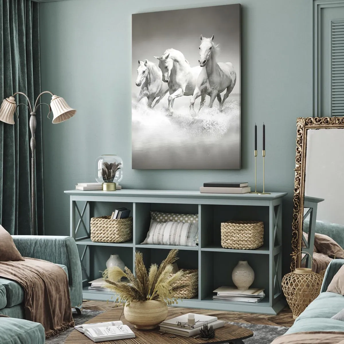 Lærredstryk - Billede på lærred - Hvid galskab - 55x100 cm
