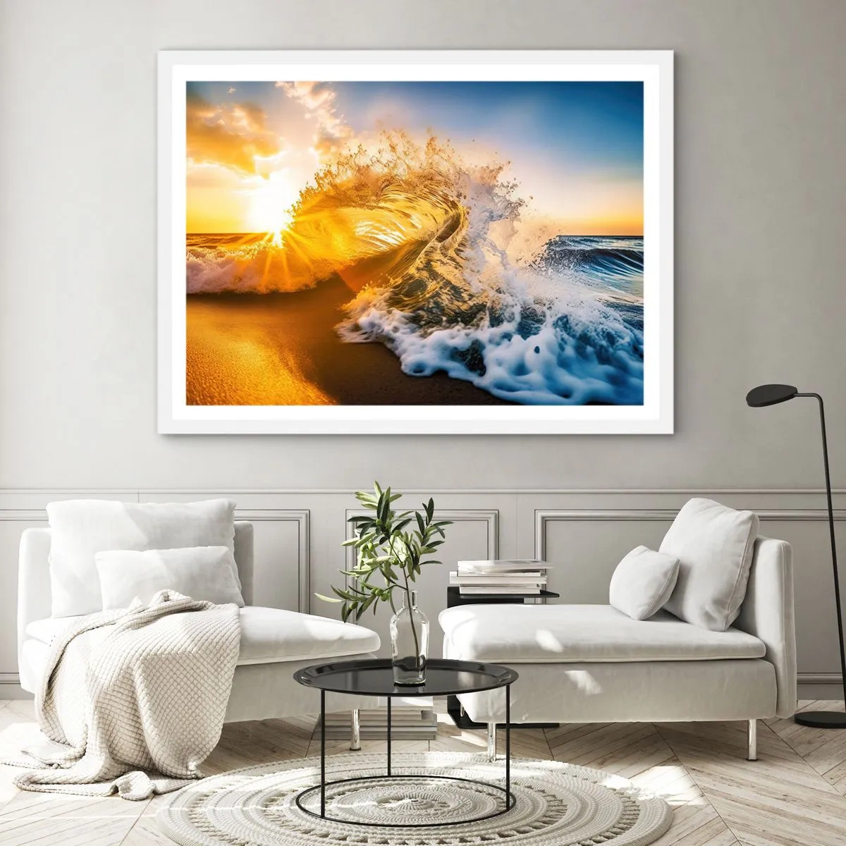 Plakat i hvid ramme - Leg på sandet - 50x40 cm