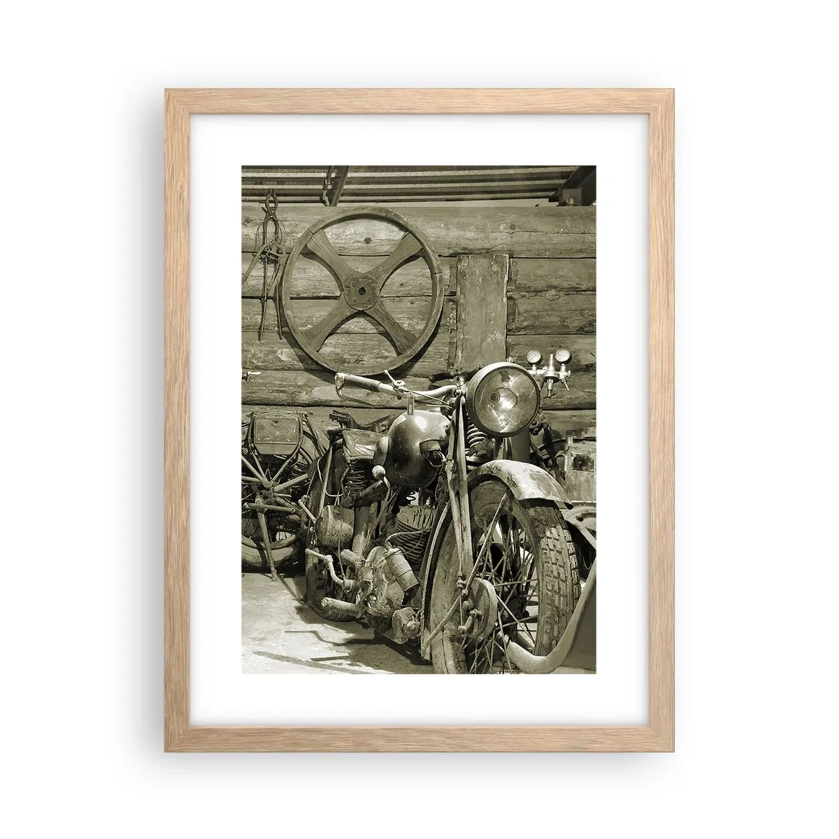 Plakat i ramme af lyst egetræ - I onkel Wladeks skur - 30x40 cm