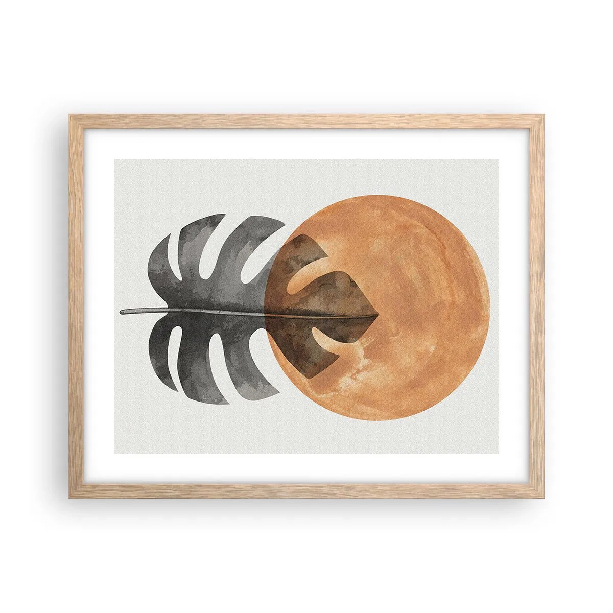 Plakat i ramme af lyst egetræ - Altid solen - 50x40 cm