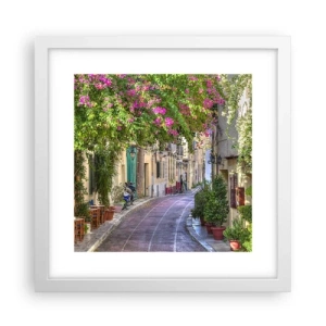 Plakat i hvid ramme - En blomstrende gyde - 30x30 cm