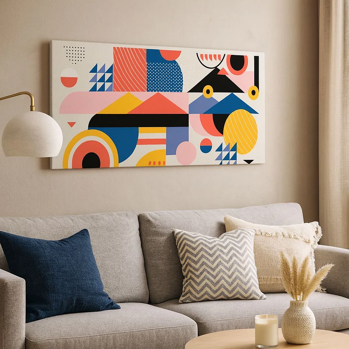 Lærredstryk - Billede på lærred - Komposition: Leg - 100x40 cm