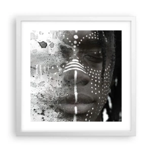 Plakat i hvid ramme - Opdag den oprindelige ånd - 40x40 cm