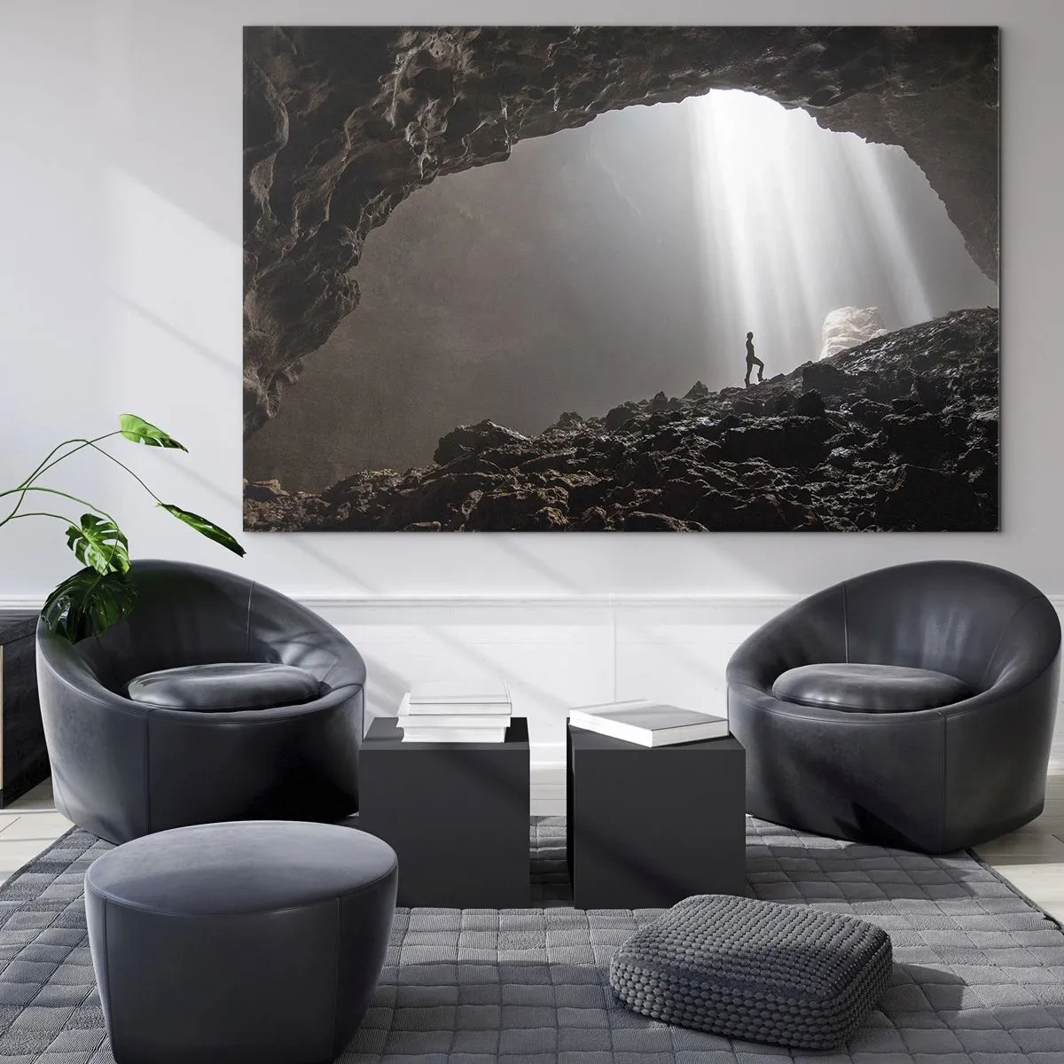 Billede på glas - Lysende grotte - 100x70 cm