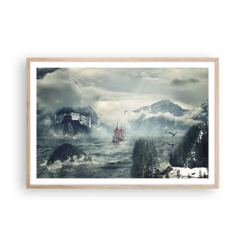 Plakat i ramme af lyst egetræ - På magiske vande - 91x61 cm