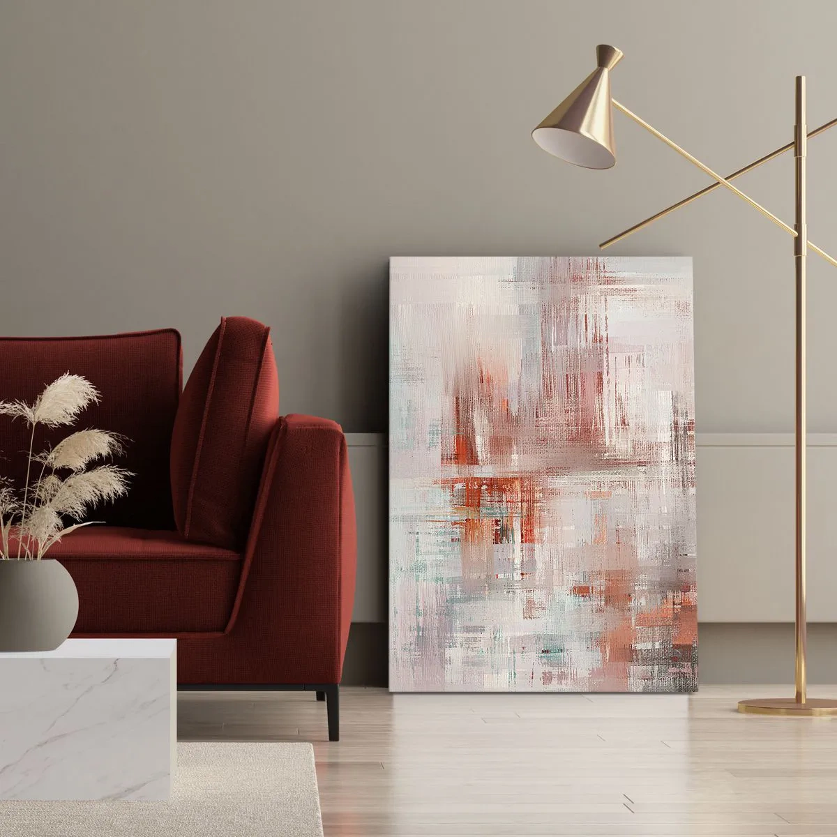 Lærredstryk - Billede på lærred - Diset. Hvor er dog det lyserødt - 80x120 cm