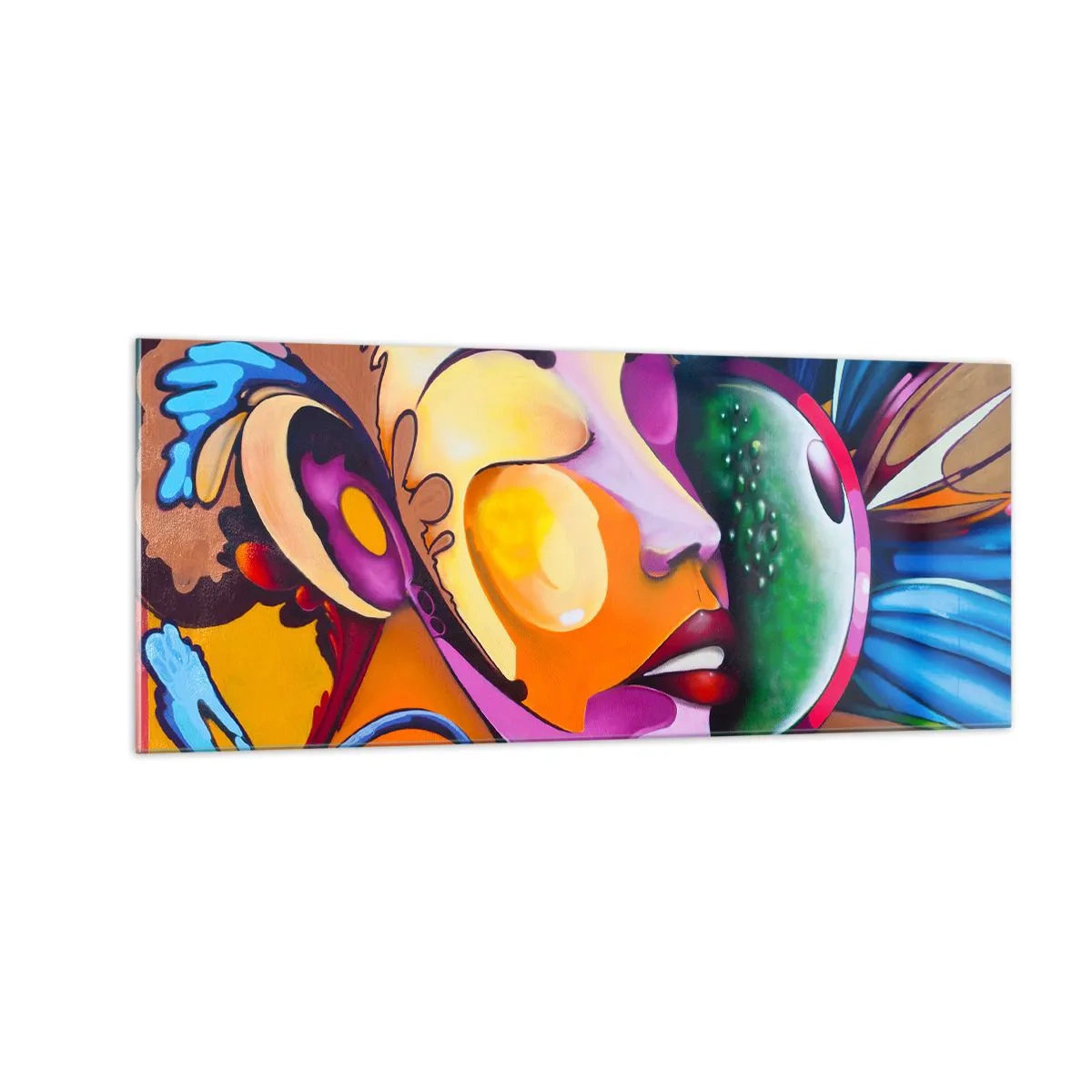 Billede på glas - Berør med farve - 100x40 cm