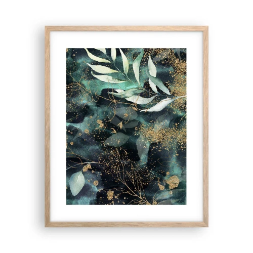 Plakat i ramme af lyst egetræ - Fortryllet have - 40x50 cm