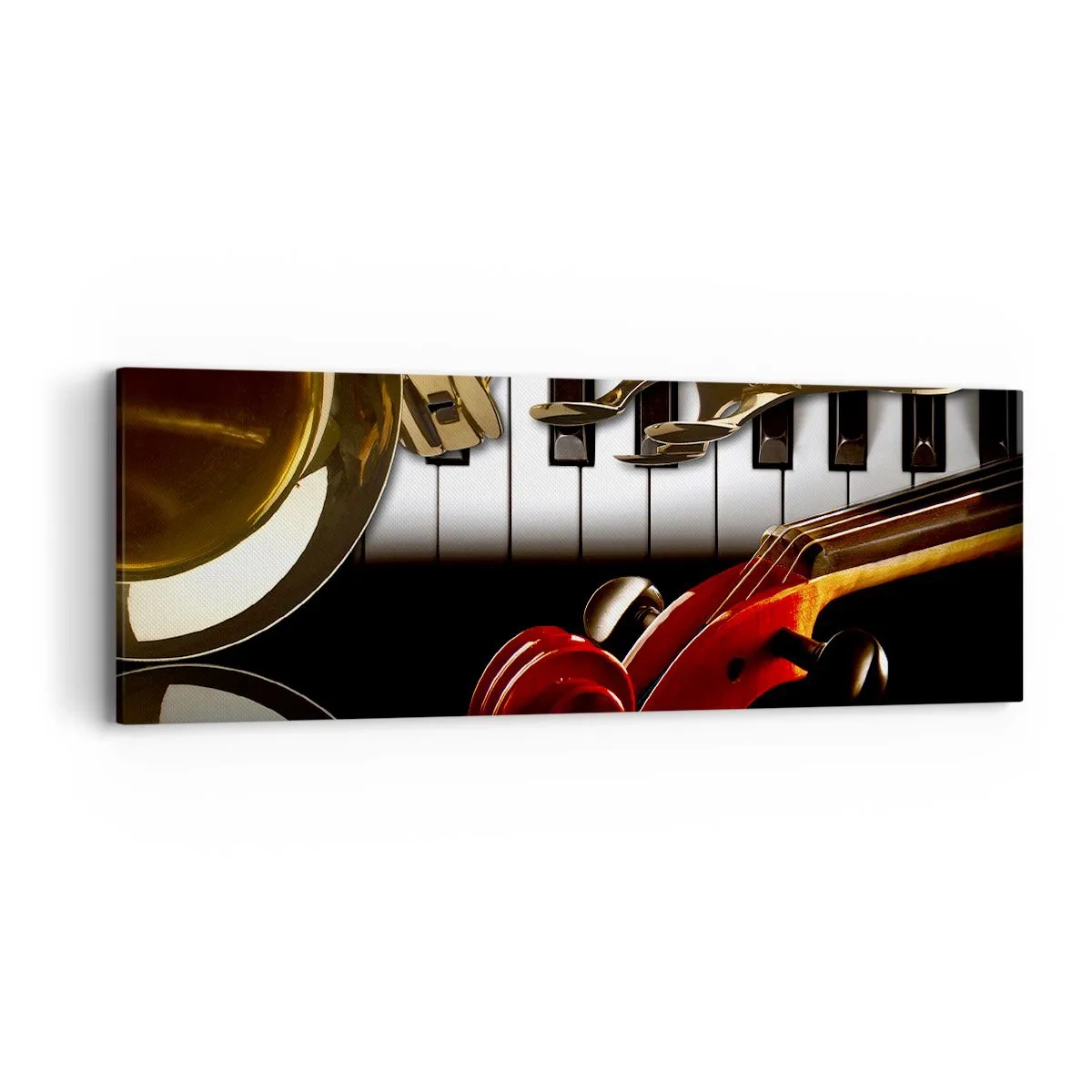 Lærredstryk - Billede på lærred - Metalplader, træ og elfenben - 90x30 cm