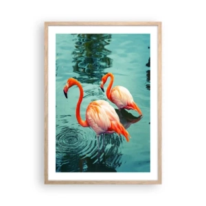 Plakat i ramme af lyst egetræ - Vi er nu på mode - 50x70 cm