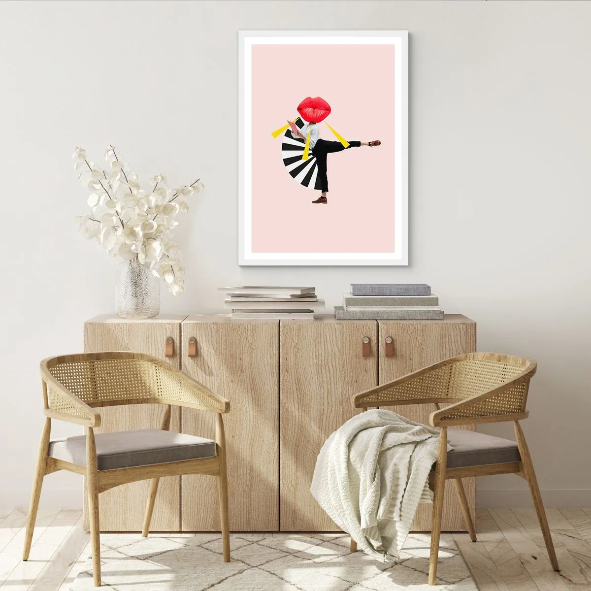 Plakat i hvid ramme - Surrealistisk popkunst - 70x100 cm