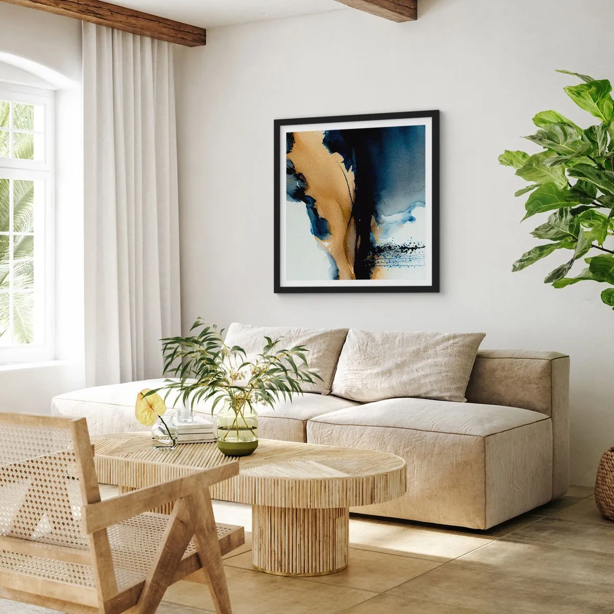 Plakat i sort ramme - Bag sløret - 40x40 cm