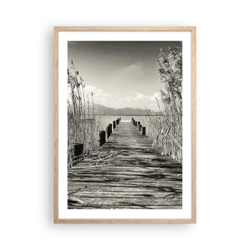 Plakat i ramme af lyst egetræ - I græssernes fred - 50x70 cm