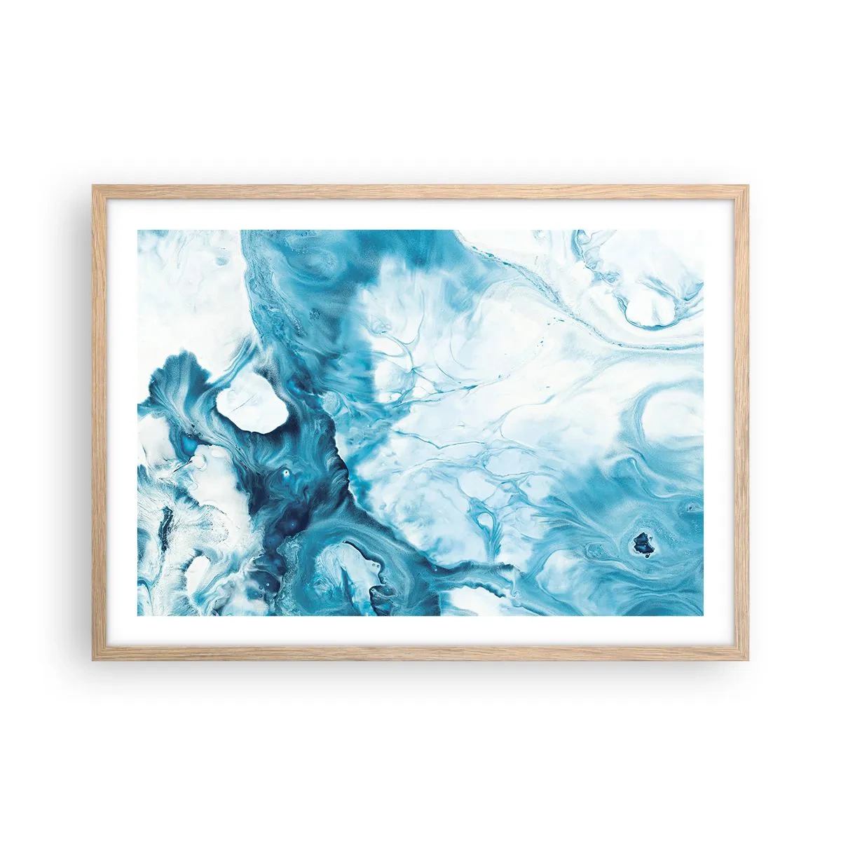 Plakat i ramme af lyst egetræ - Blå koncert - 70x50 cm