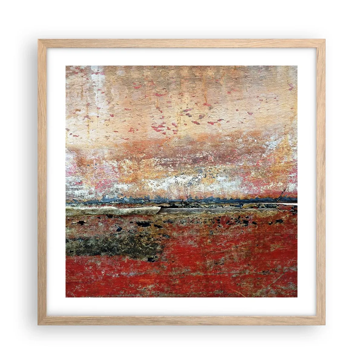 Plakat i ramme af lyst egetræ - Måske er det havet - 50x50 cm