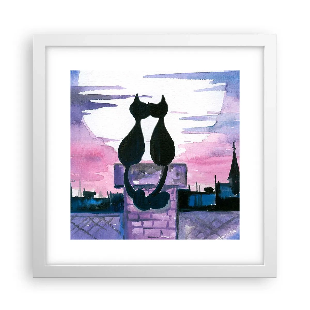 Plakat i hvid ramme - Rendez-vous under månen - 30x30 cm