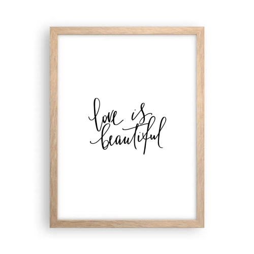 Plakat i ramme af lyst egetræ - Læs og gentag - 30x40 cm