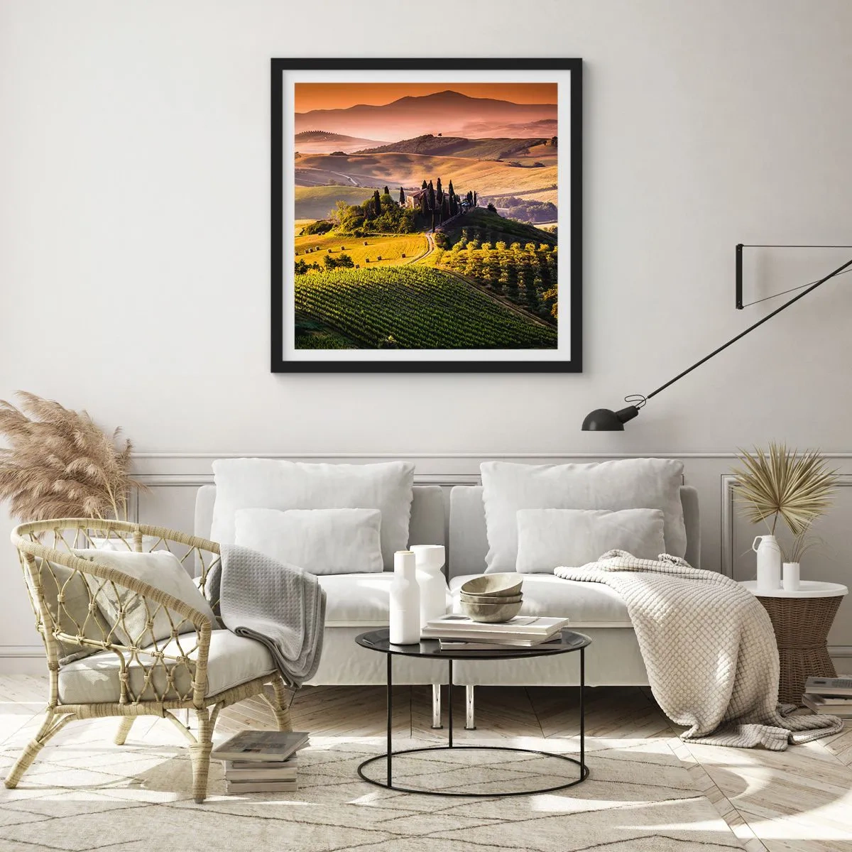 Plakat i sort ramme - Arcadia - Det toscanske landskab - 30x30 cm